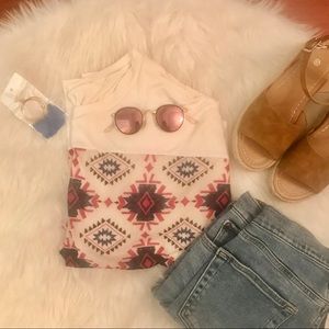 Boho Tribal Print Bat Wing Top